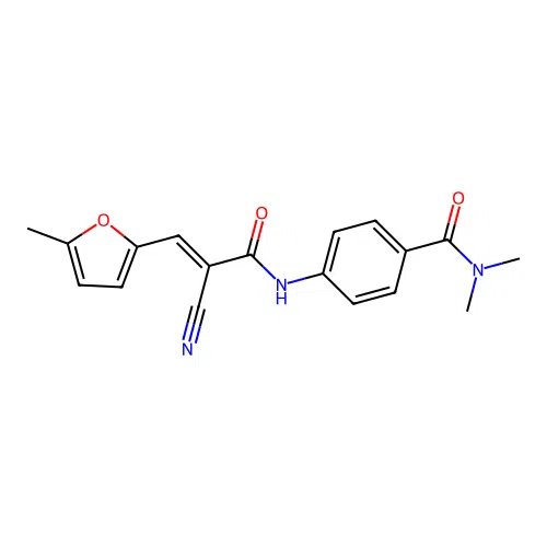 4-[2-cyano-3-(5-methylfuran-2-yl)prop-2-enamido]-N,N-dimethylbenzamide structure