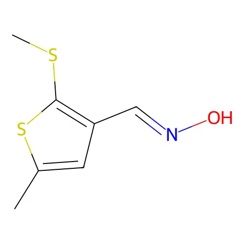 (Hydroxyimino)(5-methyl-2-methylthio(3-thienyl))methane structure
