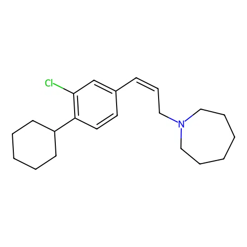 1-[(Z)-3-(3-chloro-4-cyclohexyl-phenyl)prop-2-enyl]azepane structure