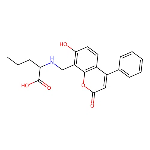 N-[(7-hydroxy-2-oxo-4-phenyl-2H-chromen-8-yl)methyl]norvaline structure