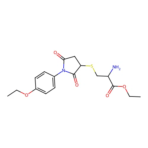 Ethyl 2-amino-3-[1-(4-ethoxyphenyl)-2,5-dioxoazolidin-3-ylthio]propanoate structure