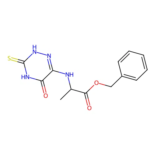 Benzyl 2-[(5-oxo-3-thioxo-2,3,4,5-tetrahydro-1,2,4-triazin-6-yl)amino]propanoate structure