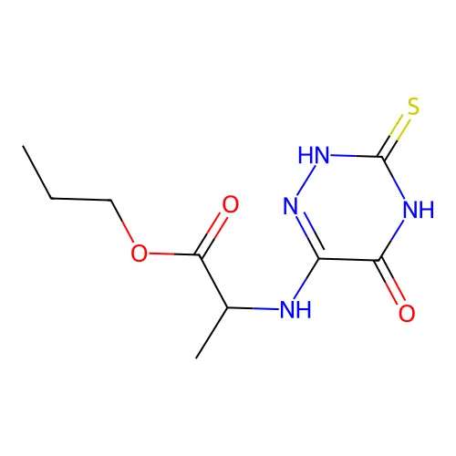 Propyl 2-((5-oxo-3-thioxo-2,3,4,5-tetrahydro-1,2,4-triazin-6-YL)amino)propanoate structure