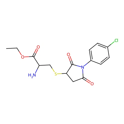 ethyl S-[1-(4-chlorophenyl)-2,5-dioxopyrrolidin-3-yl]cysteinate structure
