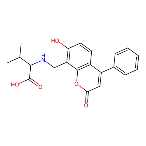 N-((7-Hydroxy-2-oxo-4-phenyl-2H-chromen-8-yl)methyl)valine structure