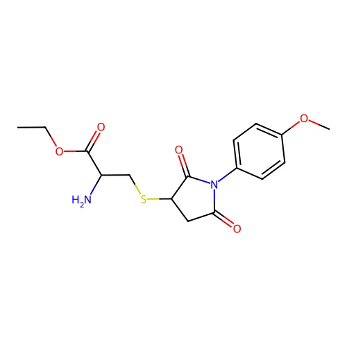 ethyl S-[1-(4-methoxyphenyl)-2,5-dioxopyrrolidin-3-yl]cysteinate structure