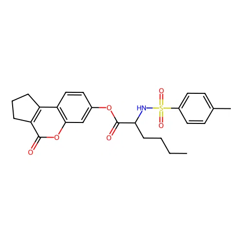 4-oxo-1,2,3,4-tetrahydrocyclopenta[c]chromen-7-yl 2-(4-methylphenylsulfonamido)hexanoate structure