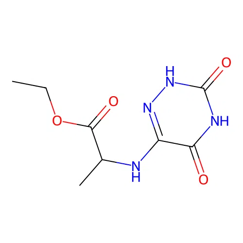 ethyl 2-[(3,5-dioxo-2H,4H-1,2,4-triazin-6-yl)amino]propanoate structure