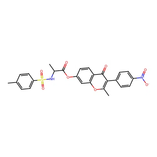 [2-methyl-3-(4-nitrophenyl)-4-oxochromen-7-yl] 2-[(4-methylphenyl)sulfonylamino]propanoate structure