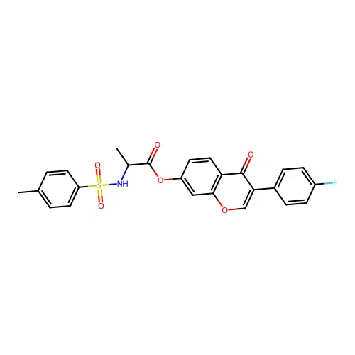 3-(4-fluorophenyl)-4-oxo-4H-chromen-7-yl 2-(4-methylphenylsulfonamido)propanoate structure