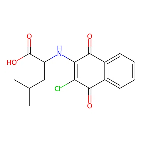 2-((3-Chloro-1,4-dioxo-1,4-dihydronaphthalen-2-yl)amino)-4-methylpentanoic acid structure