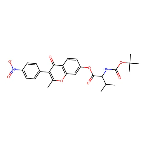 2-methyl-3-(4-nitrophenyl)-4-oxo-4H-chromen-7-yl N-(tert-butoxycarbonyl)valinate structure