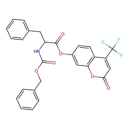 [2-oxo-4-(trifluoromethyl)chromen-7-yl] 3-phenyl-2-(phenylmethoxycarbonylamino)propanoate structure