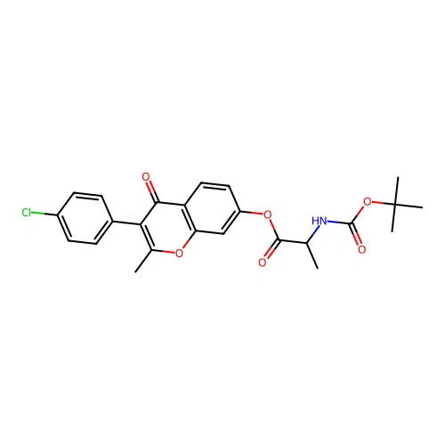 3-(4-chlorophenyl)-2-methyl-4-oxo-4H-chromen-7-yl 2-((tert-butoxycarbonyl)amino)propanoate structure