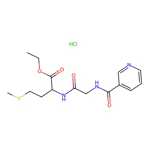 Ethyl 4-(methylthio)-2-(2-(nicotinamido)acetamido)butanoate hydrochloride structure