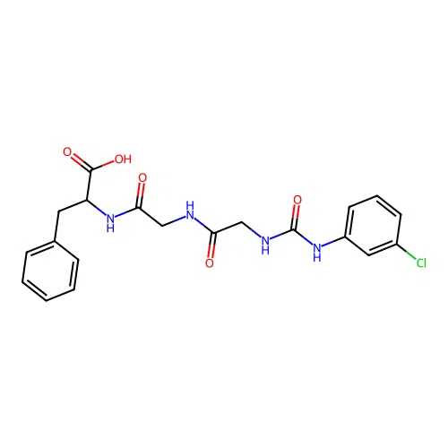 2-[[2-[[2-[(3-chlorophenyl)carbamoylamino]acetyl]amino]acetyl]amino]-3-phenylpropanoic acid structure