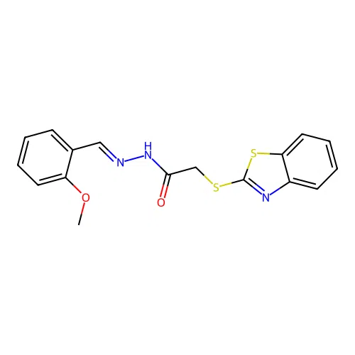 2-Methoxybenzaldehyde [(benzothiazol-2-ylthio)acetyl]hydrazone structure