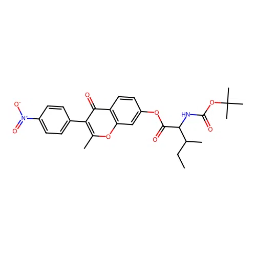 2-methyl-3-(4-nitrophenyl)-4-oxo-4H-chromen-7-yl N-(tert-butoxycarbonyl)isoleucinate structure