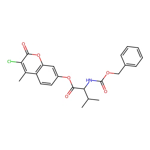 3-chloro-4-methyl-2-oxo-2H-chromen-7-yl 2-(((benzyloxy)carbonyl)amino)-3-methylbutanoate structure