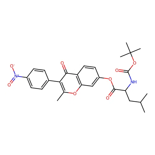 2-methyl-3-(4-nitrophenyl)-4-oxo-4H-chromen-7-yl N-(tert-butoxycarbonyl)leucinate structure