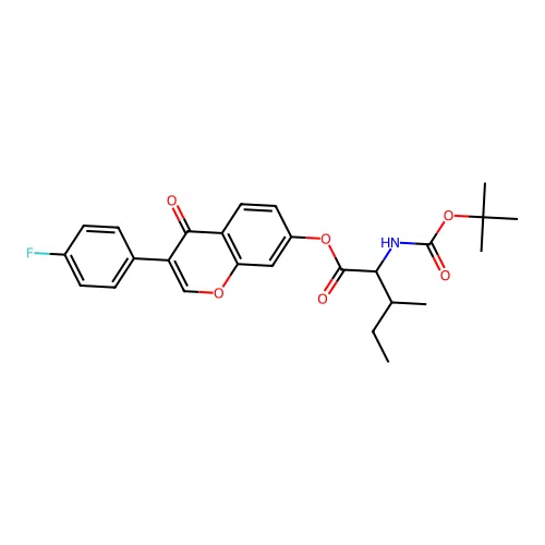 3-(4-fluorophenyl)-4-oxo-4H-chromen-7-yl N-(tert-butoxycarbonyl)isoleucinate structure