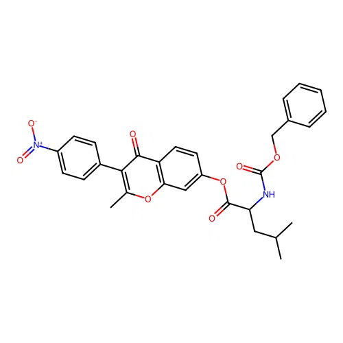 2-methyl-3-(4-nitrophenyl)-4-oxo-4H-chromen-7-yl N-[(benzyloxy)carbonyl]leucinate structure