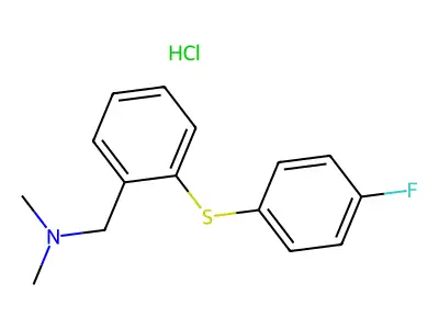 Benzenemethanamine, N,N-dimethyl-2-((4-fluorophenyl)thio)-, hydrochloride structure