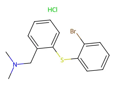 Benzenemethanamine, 2-((2-bromophenyl)thio)-N,N-dimethyl-, hydrochloride structure