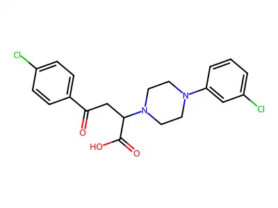 4-(4-chlorophenyl)-2-[4-(3-chlorophenyl)piperazin-1-yl]-4-oxobutanoic acid structure