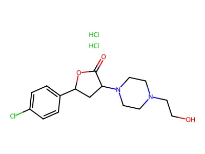 2(3H)-Furanone, dihydro-5-(4-chlorophenyl)-3-(4-(2-hydroxyethyl)-1-piperazinyl)-, dihydrochloride structure