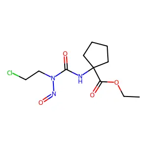 Cyclopentanecarboxylic acid, 1-(3-(2-chloroethyl)-3-nitrosoureido)-, ethyl ester structure