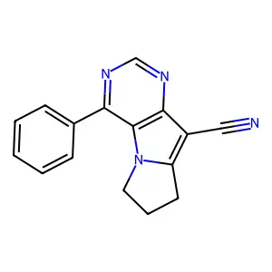 6H-Pyrimido(4,5-b)pyrrolizine-9-carbonitrile, 7,8-dihydro-4-phenyl- structure