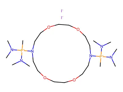 N,N'-Tetramethyldiamidophosphite-aza-18-crown-6 diiodide structure