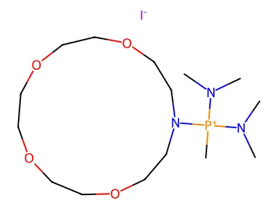 N-(Tetramethyldiamidomethylphosphonite)-aza-15-crown-5-iodide structure