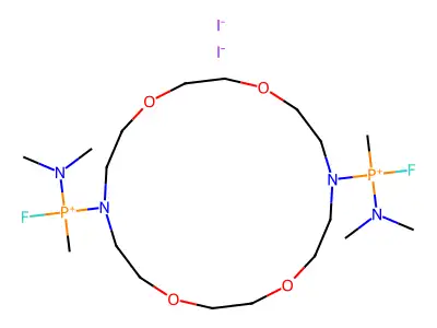 N,N'-Bis(dimethylamidofluoromethylphosphonite)-diaza-18-crown-6 diiodide structure