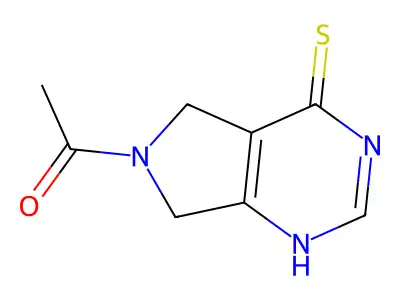 1-(4-sulfanylidene-5,7-dihydro-1H-pyrrolo[3,4-d]pyrimidin-6-yl)ethanone structure