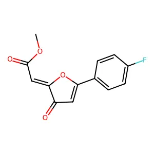 Acetic acid, (5-(4-fluorophenyl)-3-oxo-2(3H)-furanylidene)-, methyl ester structure