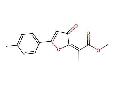 Propanoic acid, 2-(5-(4-methylphenyl)-3-oxo-2(3H)-furanylidene)-, methyl ester structure
