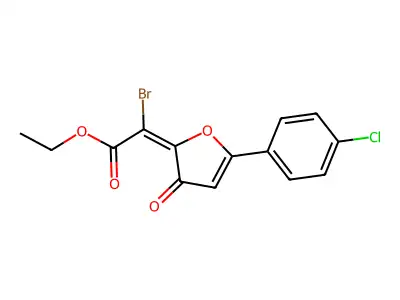 Acetic acid, bromo(5-(4-chlorophenyl)-3-oxo-2(3H)-furanylidene)-, ethyl ester structure