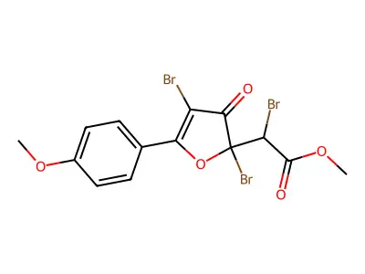 Methyl 2,3-dihydro-5-(4-methoxyphenyl)-3-oxo-alpha,2,4-tribromo-2-furanacetate structure