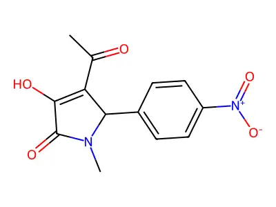 3-acetyl-4-hydroxy-1-methyl-2-(4-nitrophenyl)-2H-pyrrol-5-one structure