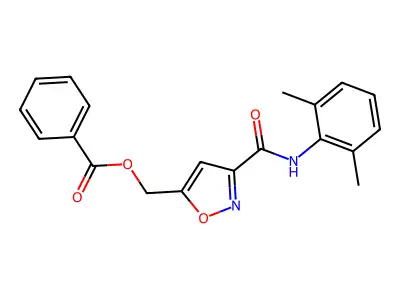 3-Isoxazolecarboxamide, 5-((benzoyloxy)methyl)-N-(2,6-dimethylphenyl)- structure