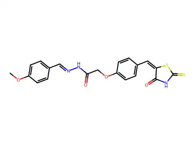 Acetic acid,2-[4-[(4-oxo-2-thioxo-5-thiazolidinylidene)methyl]phenoxy]-,2-[(4-methoxyphenyl)methylene]hydrazide structure