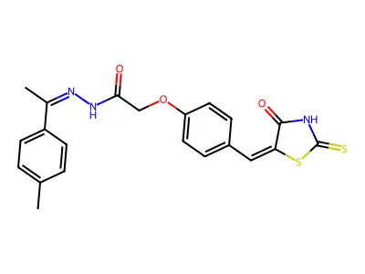 Acetic acid,2-[4-[(4-oxo-2-thioxo-5-thiazolidinylidene)methyl]phenoxy]-,2-[1-(4-methylphenyl)ethylidene]hydrazide structure