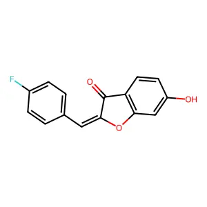 (2Z)-2-(4-fluorobenzylidene)-6-hydroxy-1-benzofuran-3(2H)-one structure