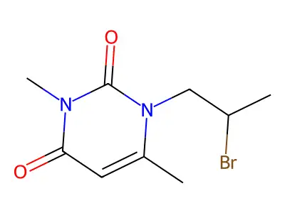 1-(2-bromopropyl)-3,6-dimethyl-2,4(1H,3H)-pyrimidinedione structure