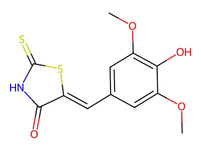 (5Z)-5-(4-hydroxy-3,5-dimethoxybenzylidene)-2-sulfanyl-1,3-thiazol-4(5H)-one structure