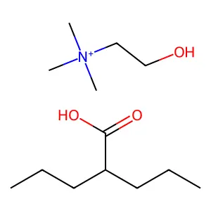 Choline, salt with 2-propylvaleric acid (1:1) structure