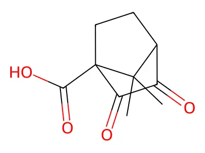 7,7-Dimethyl-2,3-dioxobicyclo(2.2.1)heptane-1-carboxylic acid structure