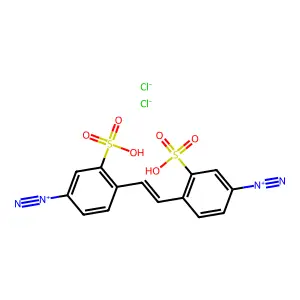 Benzenediazonium, 4,4'-(1,2-ethenediyl)bis(3-sulfo-, chloride (1:2) structure
